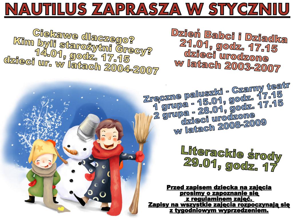 Biblioteka Nautilus zaprasza na styczniowe zajęcia