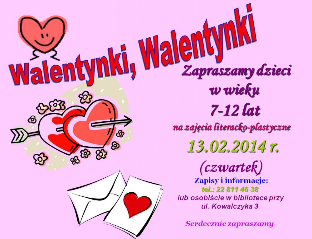 Biblioteka przy Kowalczyka: zajęcia Walentynki, Walentynki