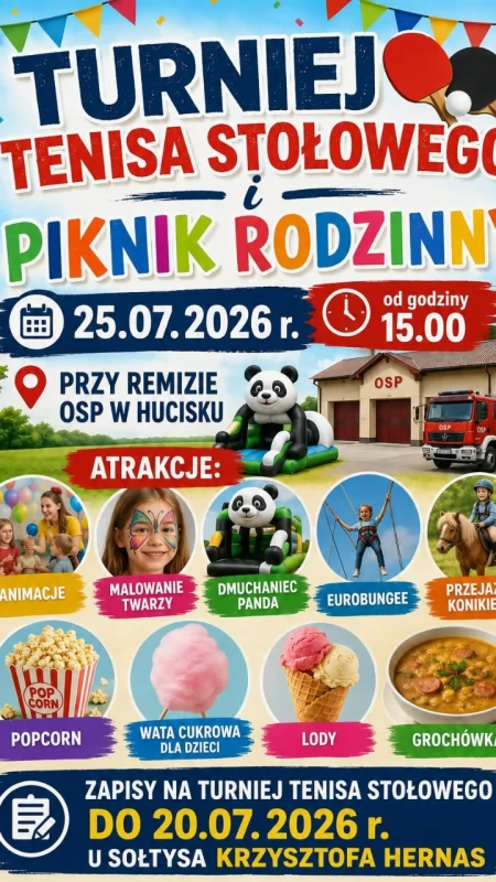 Turniej tenisa stołowego i rodzinny piknik w Hucisku