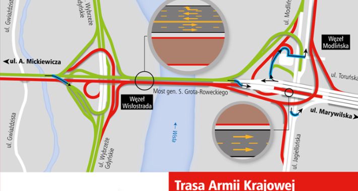 Przebudowa Trasy AK - utrudnienia na drodze