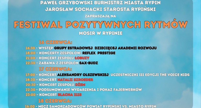 Zapraszają na Festiwal Pozytywnych Rytmów do Rypina