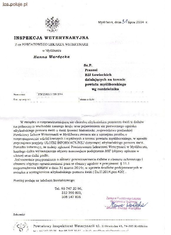 Pismo Inspekcji Weterynaryjnej
