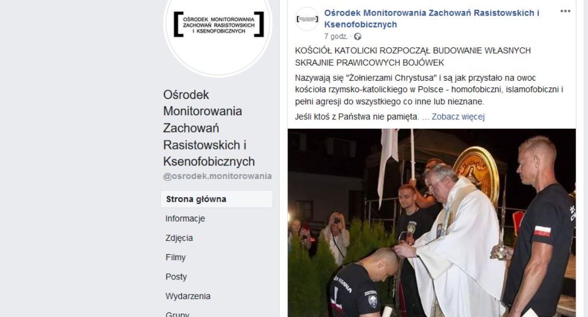 Facebookowym profilem OMZRiK powinna zająć się Prokuratura lub psychiatrzy kliniczni