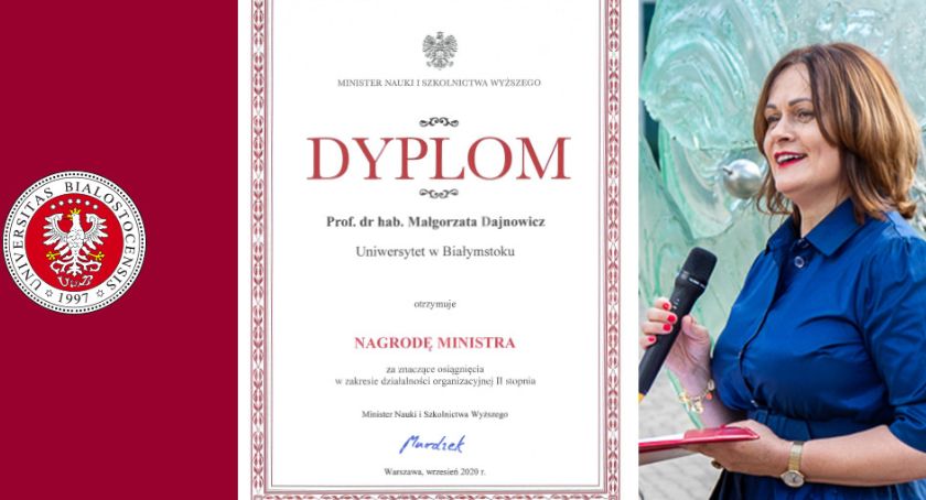 Za osiągnięcia organizacyjne minister szkolnictwa wyższego wyróżnił prof. Małgorzatę Dajnowicz