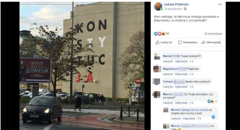 Przewodniczącemu Rady Miasta marzył się mural z napisem „Konstytucja”. Minęły dwa lata…