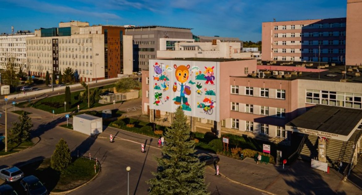 Słoneczko zniknęło. Ścianę UDSK zdobi nowy mural - by poprawić nastrój maluchów