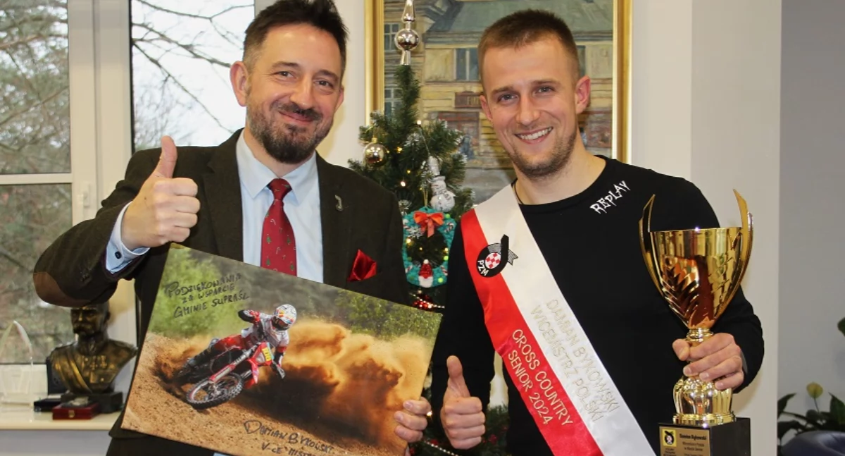 Vice mistrz Polski w motocrossie spotkał się z burmistrzem Supraśla