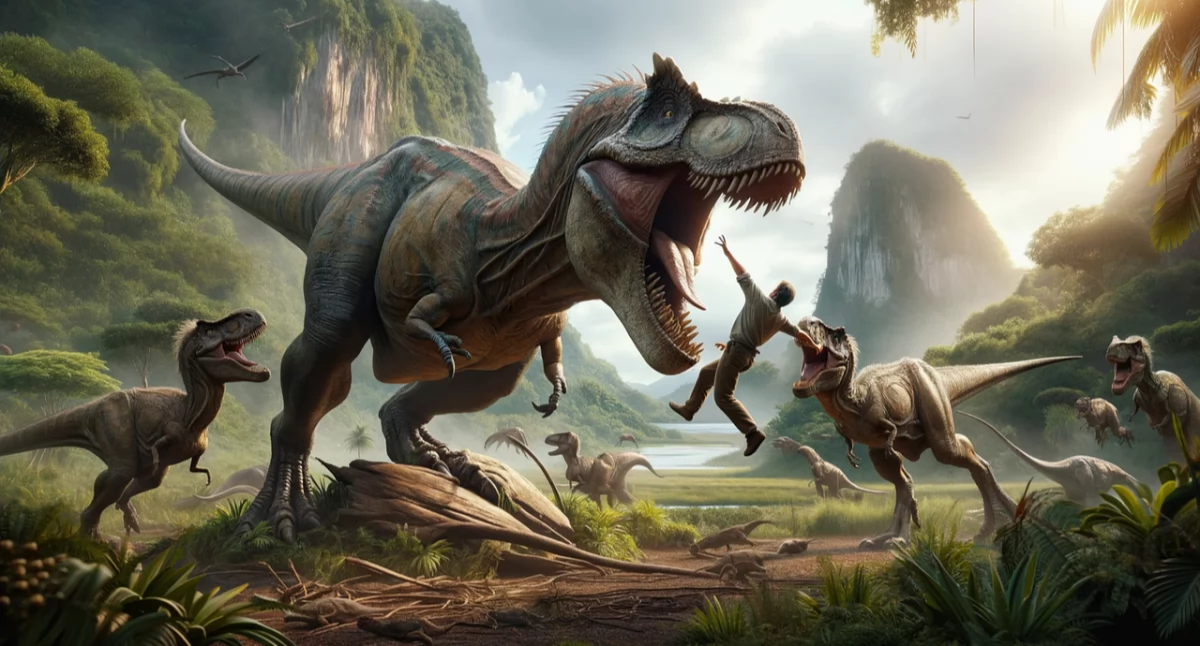 Prawie 1/3 Polaków uważa, że ludzie mogli rzucać kamieniami w dinozaury