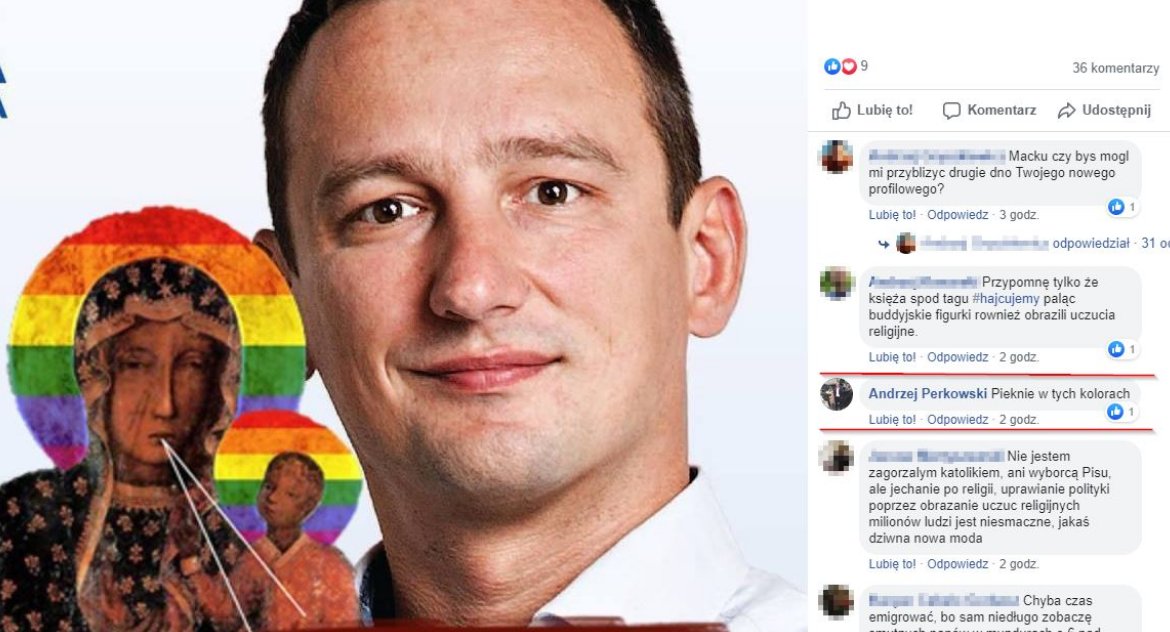 Radny Rady Miasta profanuje symbol kultu chrześcijan