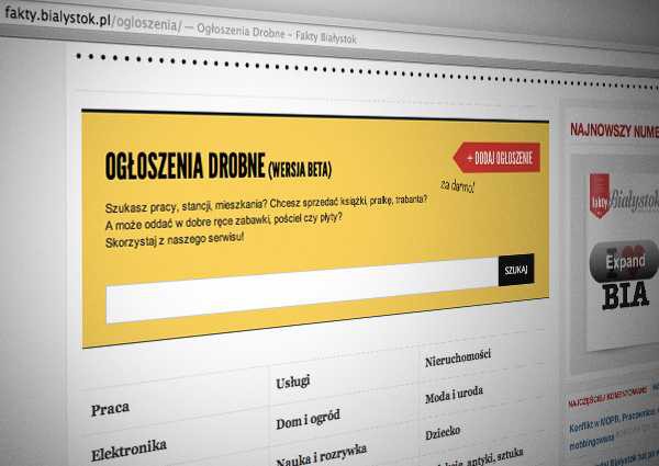 Od dziś w Faktach Białystok także ogłoszenia drobne!