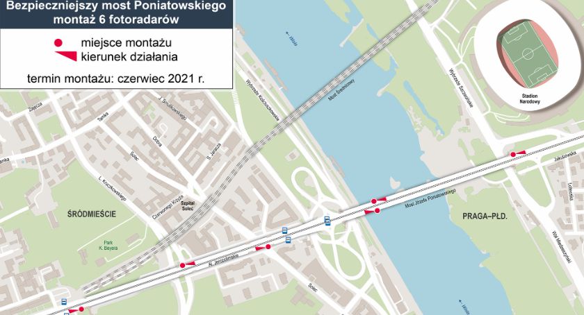 Ruszyła instalacja fotoradarów na moście Poniatowskiego