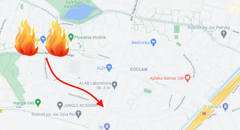 Pożar samochodu na Fieldorfa