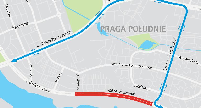 Utrudnienia na Wale Miedzeszyńskim - zamknięte obie jezdnie ulicy