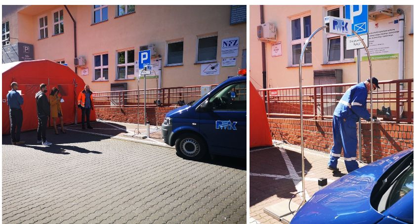 Kurtyną dezynfekcyjną w koronawirusa. Nowe urządzenie przy szpitalu