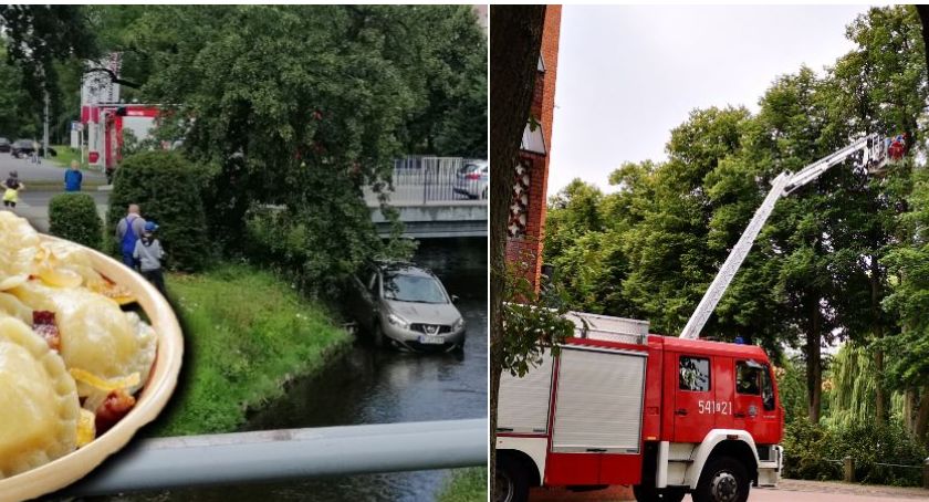 Samochód w rzece i pęknięte drzewo. Strażacki tydzień w Szczecinku