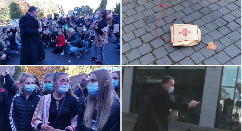 Strajk Kobiet w Szczecinku. Ksiądz znieważony pod siedzibą PiS. „Masz macicę? Nie, to wyp.....laj!