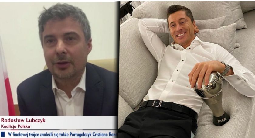 Radosław Lubczyk gratuluje Robertowi Lewandowskiemu zdobycia nagrody FIFA The Best