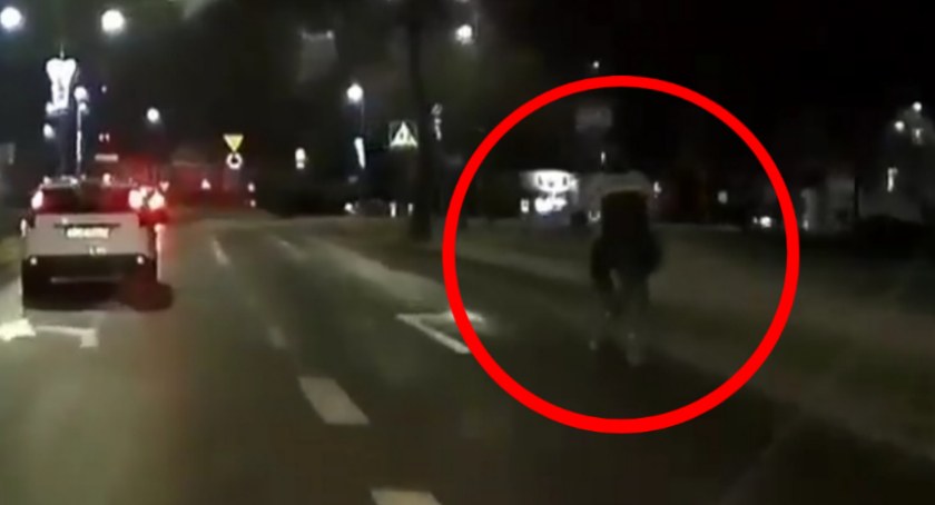 Ścieżka rowerowa? Odblaski? Po co... Rowerzysta igra z własnym życiem