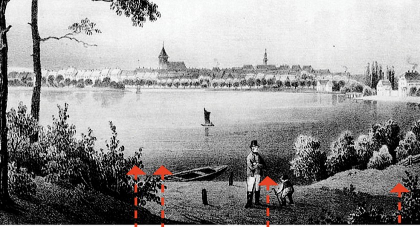 Mężczyzna w cylindrze, chłopiec i łódka