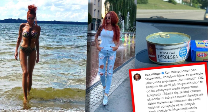 Ewa Minge w Szczecinku. W tle urlop, masło po 12 zł, konserwa Tyrolska i pasztet w puszce