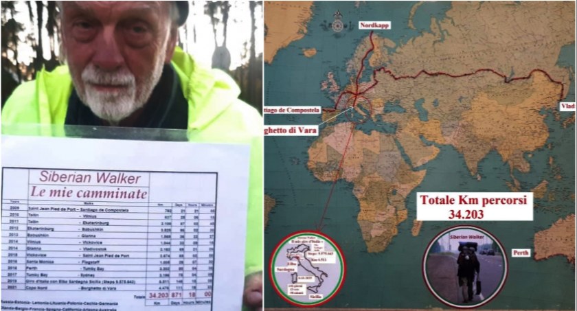 75-latek pieszo pokonał cały świat. Ostatnio był w Bornem i Szczecinku