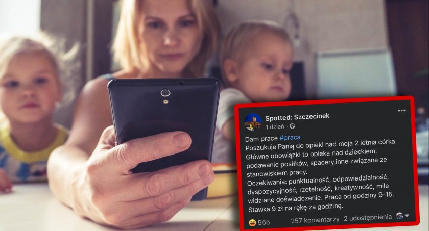 Matka ze Szczecinka szuka niani. Oferuje pracę za 9 zł