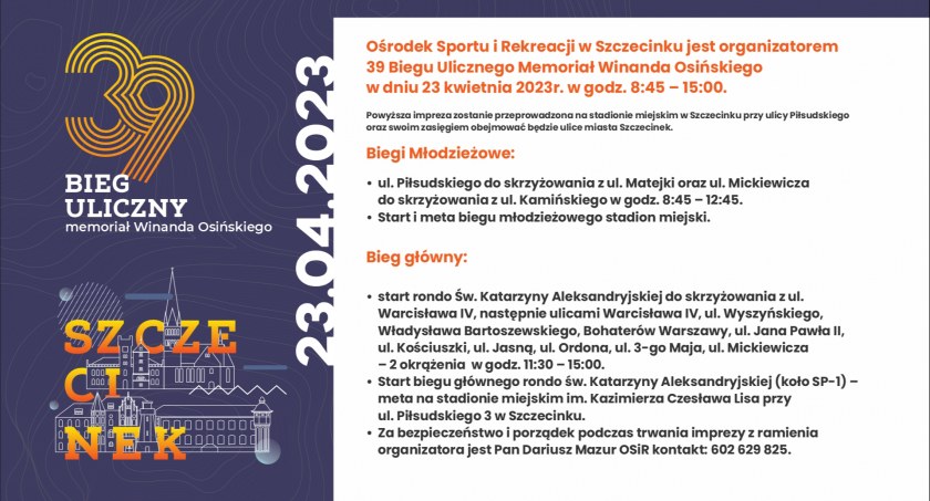 Bieg Winanda Osińskiego 2023. O której start? Jakie biegi? Program imprezy
