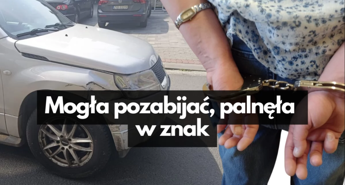 Tak napita, że prawie wypadła z samochodu