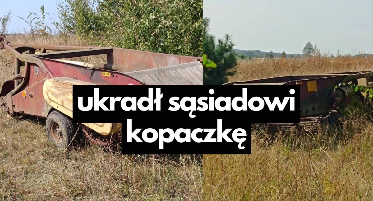 Ciemną nocą kopaczkę ukradł lawetą