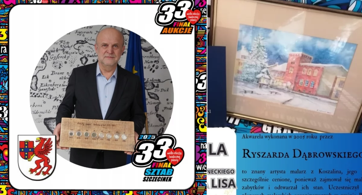 Historyczne monety i akwarela. Starosta daje rzeczy na aukcję WOŚP