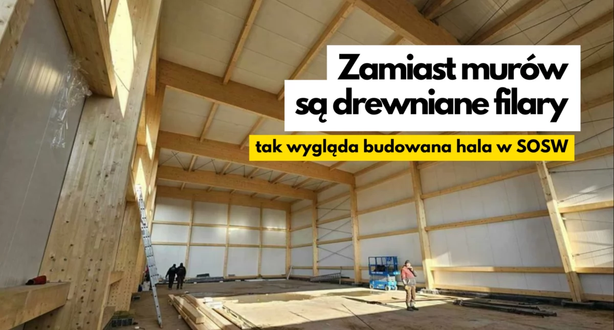 Drewno zamiast betonu. Powiat chwali się postępami przy budowie hali 