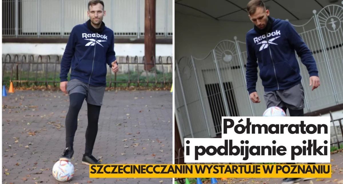 Pokona trasę półmaratonu... podbijając piłkę nożną