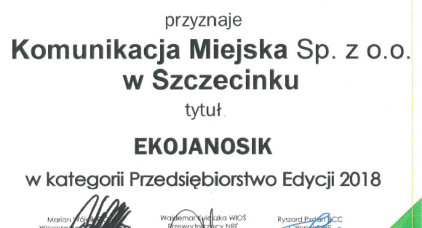Komunikacja Miejska w Szczecinku z nagrodą Ekojanosika