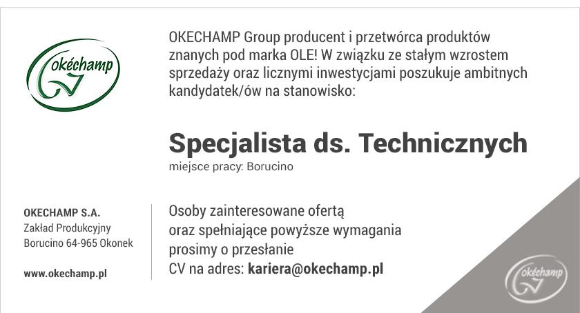 Okechamp zatrudni specjalistę do spraw technicznych
