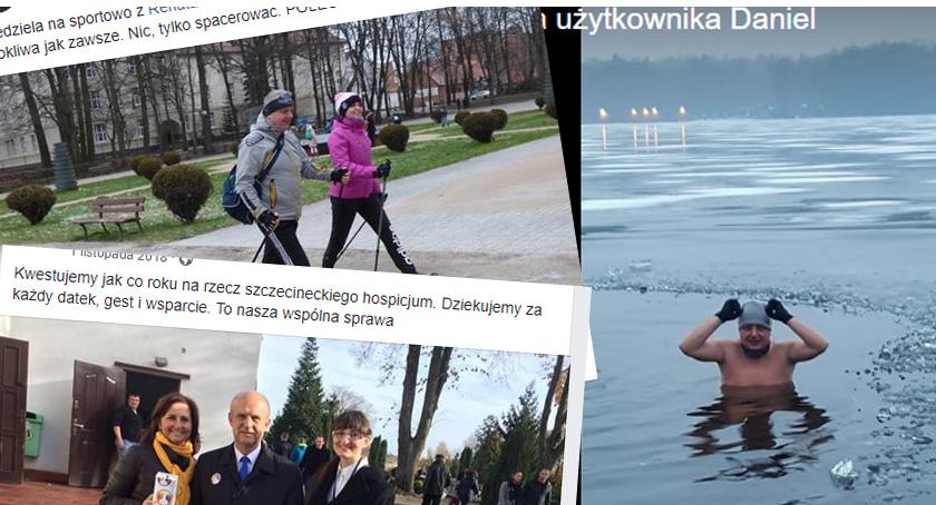 Szczecineccy samorządowcy w social mediach. Fotki z choinką i kąpiel w przerębli