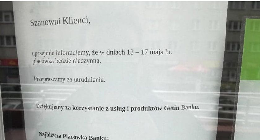 Placówka Getin Banku w Szczecinku nieczynna. Wcześniej była w niej policja