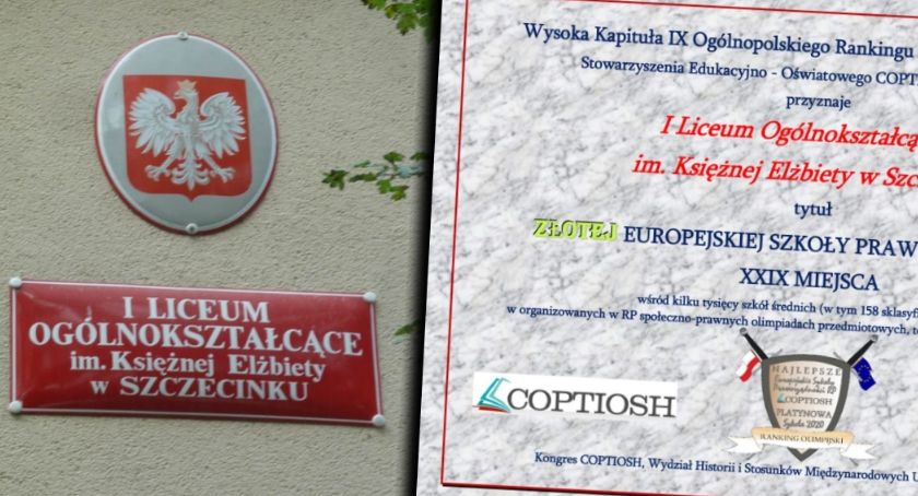 I LO w Szczecinku z tytułem Złotej Europejskiej Szkoły Praworządności RP 