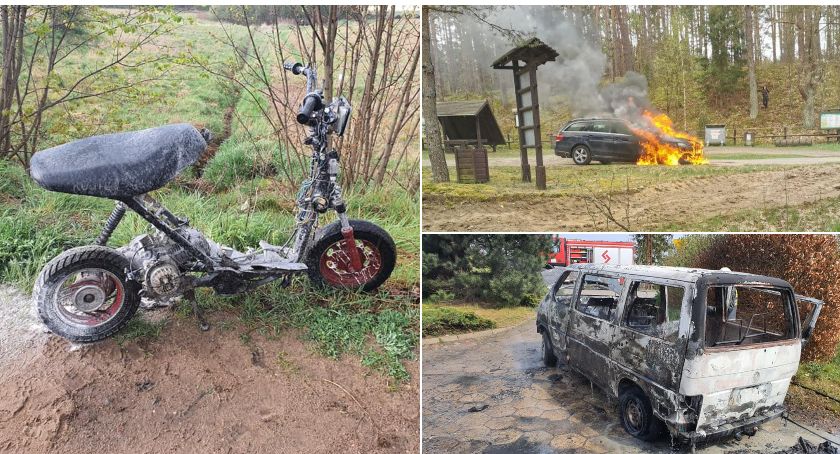 Majówka w Szczecinku. Spłonęły samochody osobowe, bus i motocykl