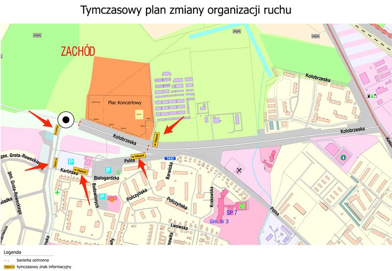 Zamknięte ulice na osiedlu Zachód
