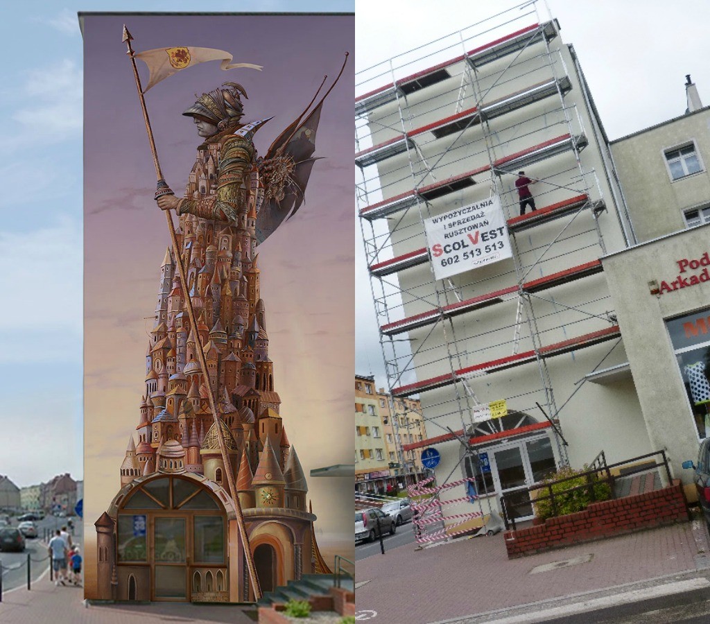 Strażnik Tomasza Sętowskiego w Szczecinku. Dreamersi zaczęli robić wielki mural