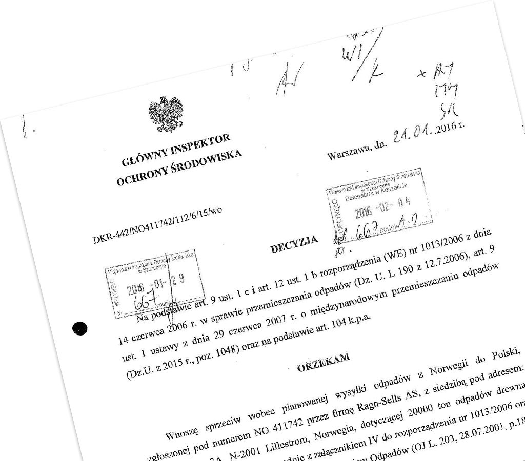 Główny Inspektor Ochrony Środowiska wstrzymuje przywożenie odpadów do Krono