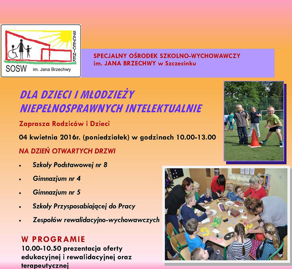 Specjalny Ośrodek zaprasza dzieci i rodziców