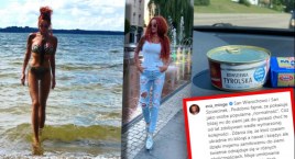Ewa Minge w Szczecinku. W tle urlop, masło po 12 zł, konserwa Tyrolska i pasztet w puszce