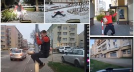 Tańczy z paczkami, wspina się po latarni i wskakuje w krzaki. To „Kurierski zadymiarz” ze Szczecinka!