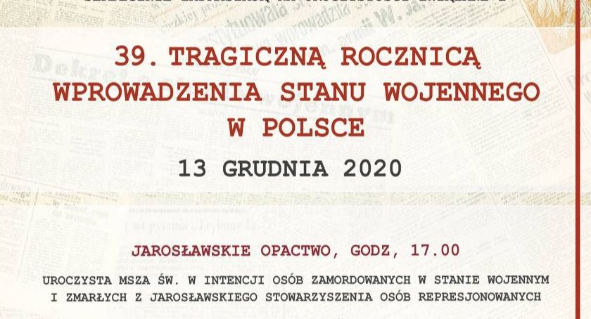 Rocznica wprowadzenia stanu wojennego - obchody w Jarosławskim Opactwie 