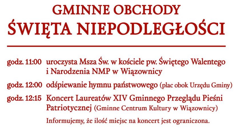 Odśpiewanie hymnu, koncert laureatów przeglądu pieśni patriotycznej w Wiązownicy