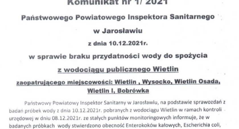 Bakterie coli i enterokoki kałowe w wodzie z wodociągu Wietlin 