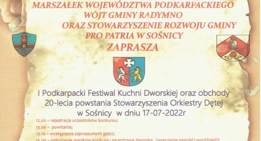 I Podkarpacki Festiwal Kuchni Dworskiej oraz obchody 20-lecia Orkiestry Dętej w Sośnicy