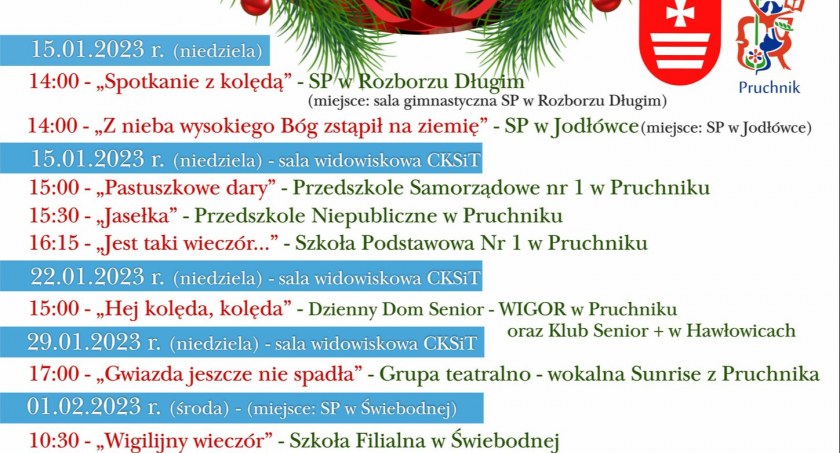 XVII Gminny Przegląd Zespołów Przedszkolnych i Szkolnych  Pójdźmy do Betlejem  w CKSiT w Pruchniku