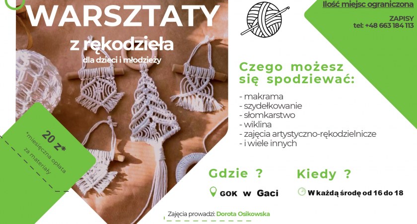Warsztaty z rękodzieła dla dzieci i młodzieży w Gaci